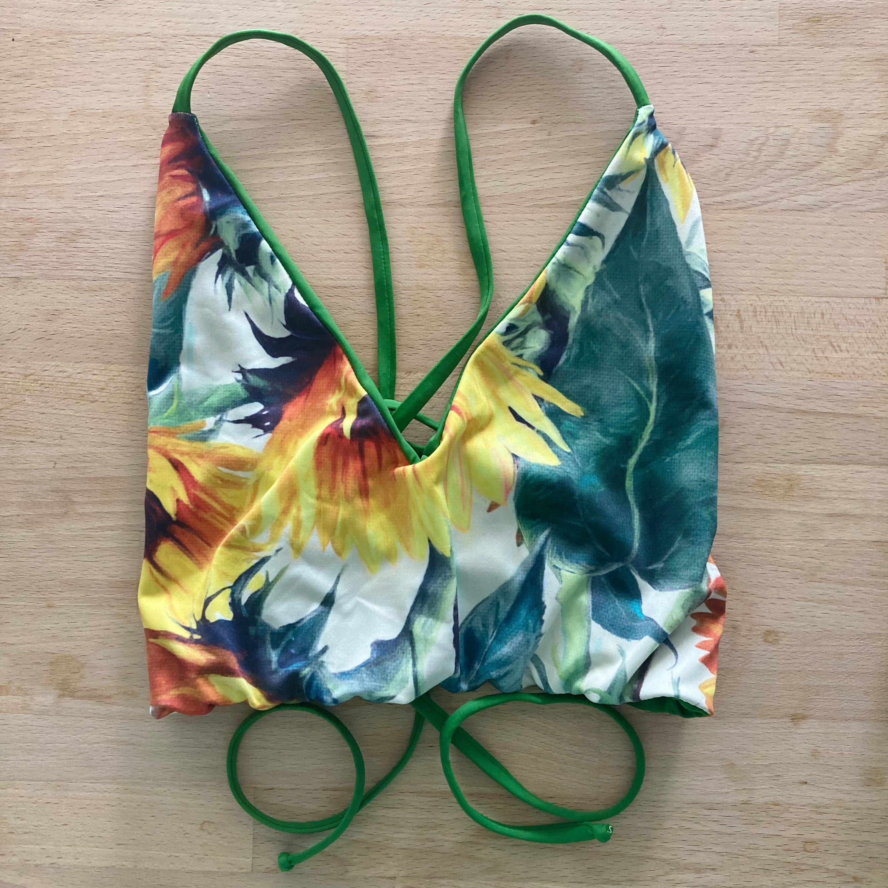Sunflowers - V Neck Cross Back Top - X Large